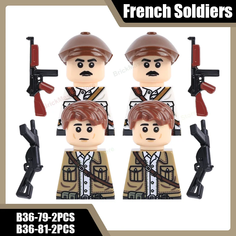 Militär Armee Französischer Gewehrschütze Offizier Sturmtruppen Figur Bausteine Infanterie Krieger Flagge Helm Zubehör Bausteine Spielzeug