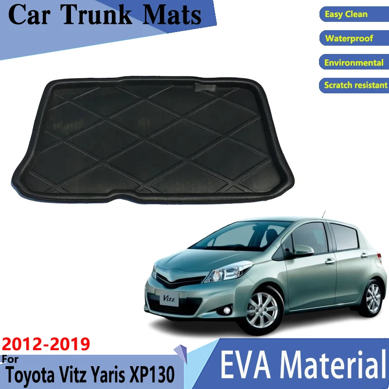 Car Trunk Mat For Toyota Vitz Yaris XP130 Accessories MK3 2015 2012-2019 Anti-slip Mat Cargo Trunk Boot Tray Floor Rug Auto Part