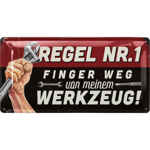 Blechschild Werkzeug Spruch Werkstatt Garage Metallschild Finger Weg 17x34 --Tin Sign