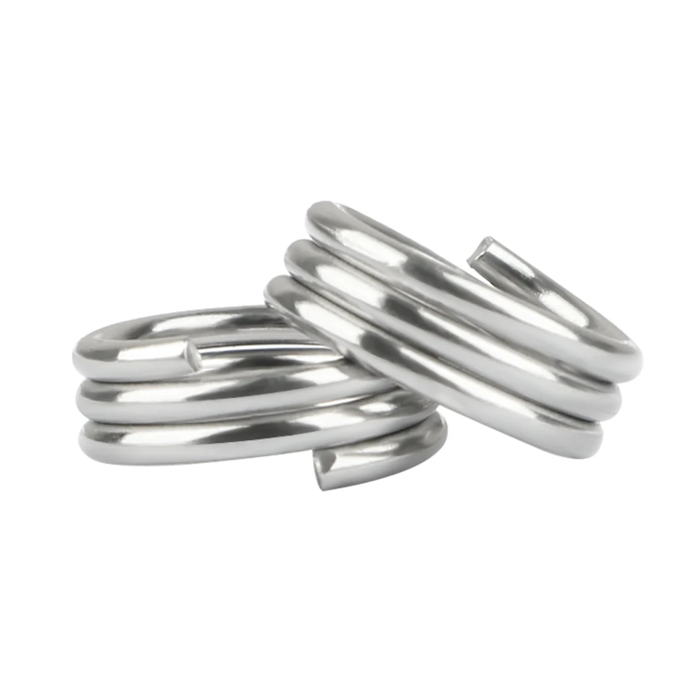 FTK 10Pcs/lot Silver Stainless Steel Double Layer Fishing Split Ring High Quality Fishing Connector Accessories Wholesale - view 2