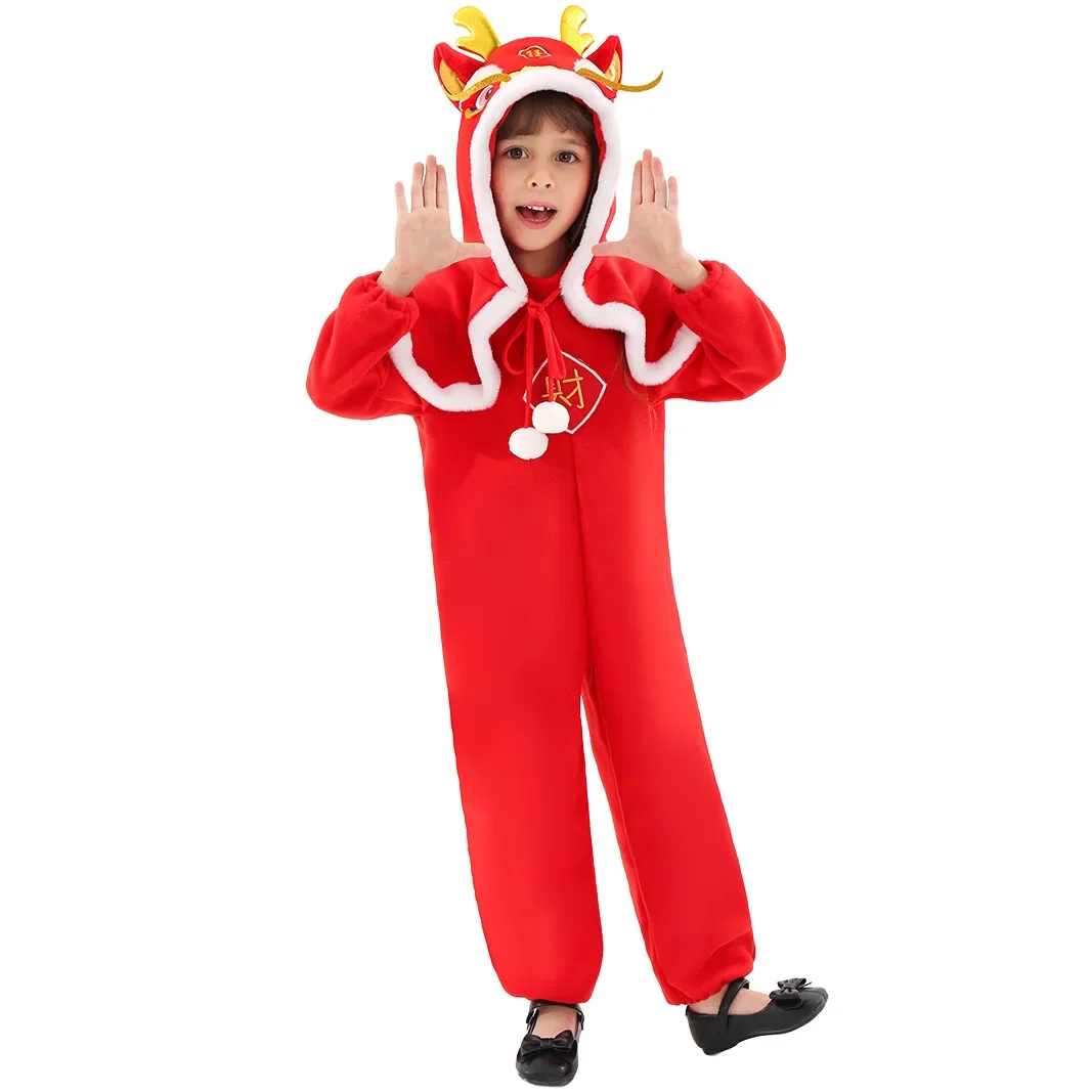 

Год Дракона, весенний фестиваль, детский комбинезон с изображением дракона, детский комбинезон со знаком зодиака, ролевые школьные вечерние шоу, сценические костюмы