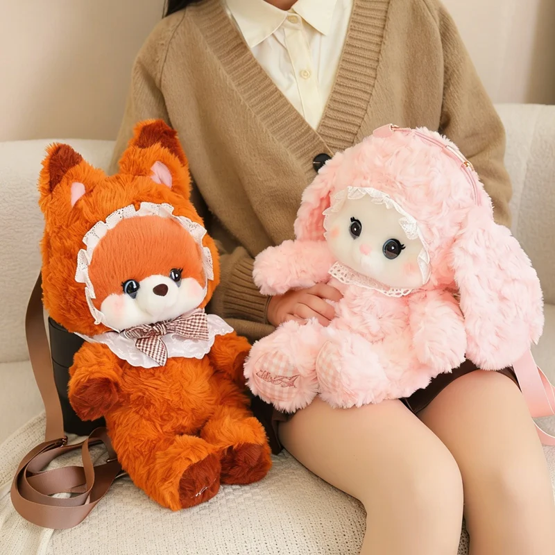 Konijn Vos Hond Beer Knuffeldier Tas Meisje Cadeau Kerst Verjaardagscadeau Schattige Prinses Pluche Rugzak Tas Pop Cartoon Dierenspeelgoed