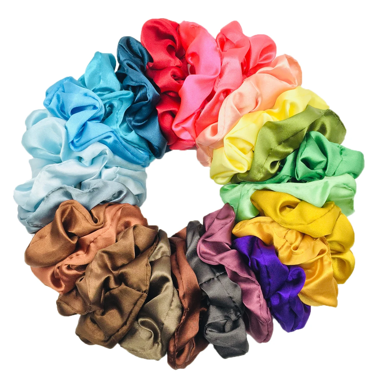 25/10/1 pz donne raso capelli Scrunchie fasce elastiche coda di cavallo cravatte ragazze fascia accessori tinta unita neutro nero marrone Set