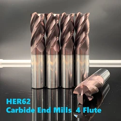 HRC62 Carbide End Mill Metal Steel  4 Flutes Tungsten Milling Cutter For Stainless steelCNC Finishing Machining Router End Mill