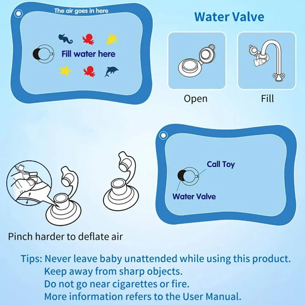 Baby Water Play Mat PVC Infant Tummy Time Inflatable Cushion Toddler Water Pad for Kids Early Education Developing Activity Toys view 3