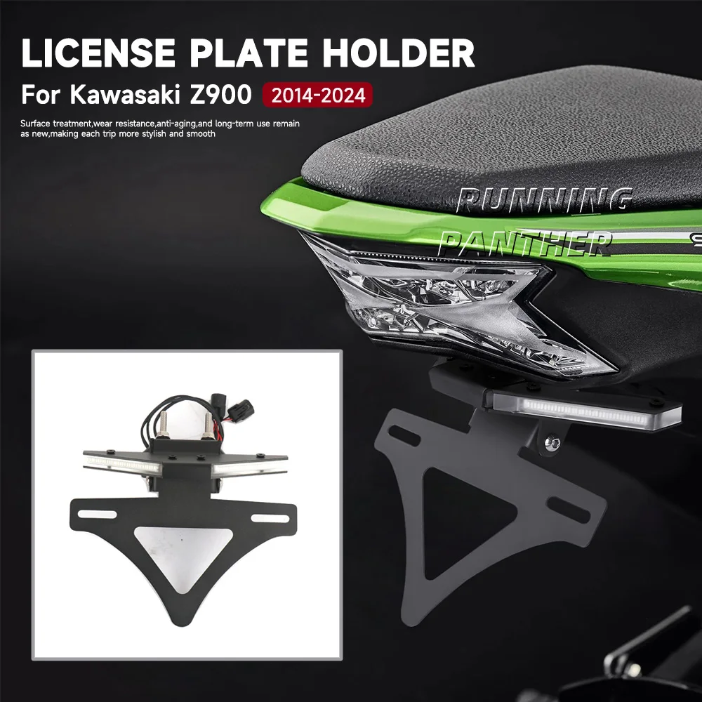 

For Kawasaki Z900 2014-2024 Motorcycle Rear Short Tail Tidy License Plate Holder LED Light Tailstock Frame Bracket Kit