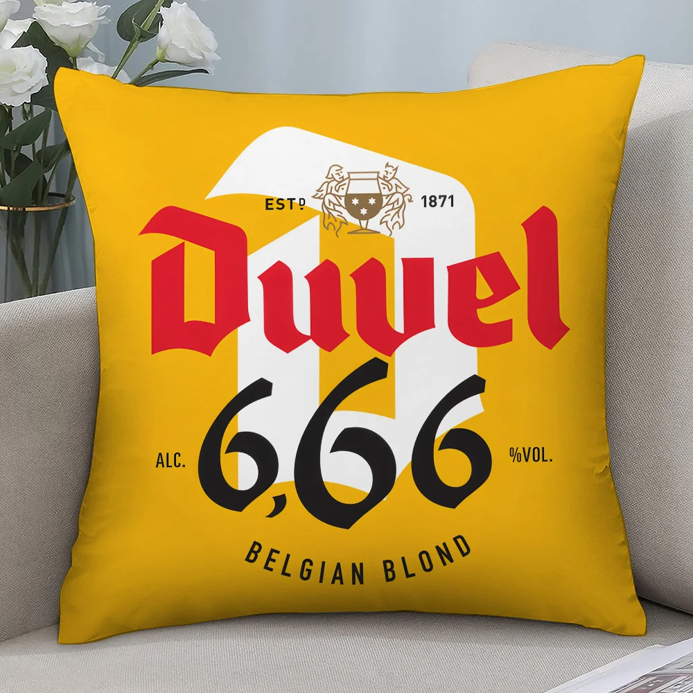 D-Duvel-funda de almohada con diseño de cerveza, fundas de almohada cortas de felpa, regalo decorativo para sofá, funda de cojín con estampado de doble cara para el hogar