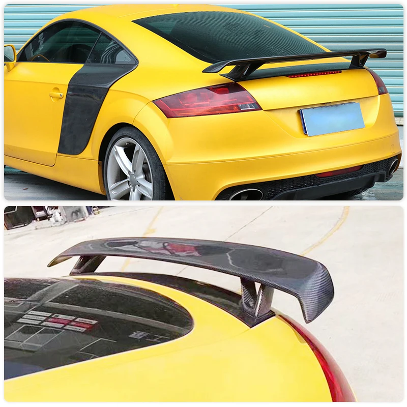 Car Rear Trunk Spoiler Wings Carbon Fiber for Audi TT MK2 8J TTS Coupe 2-Door 2008-2014 Change to TTRS Rear Spoiler Wing Lip FRP