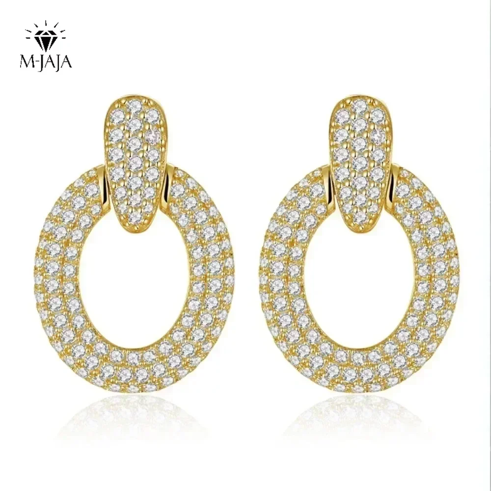 M-JAJA 1.17ct Moissanite Hoop Earrings Diamond Stud Earrings for Women 18k White Gold Plated S925 Sterling Silver Fine Jewelry