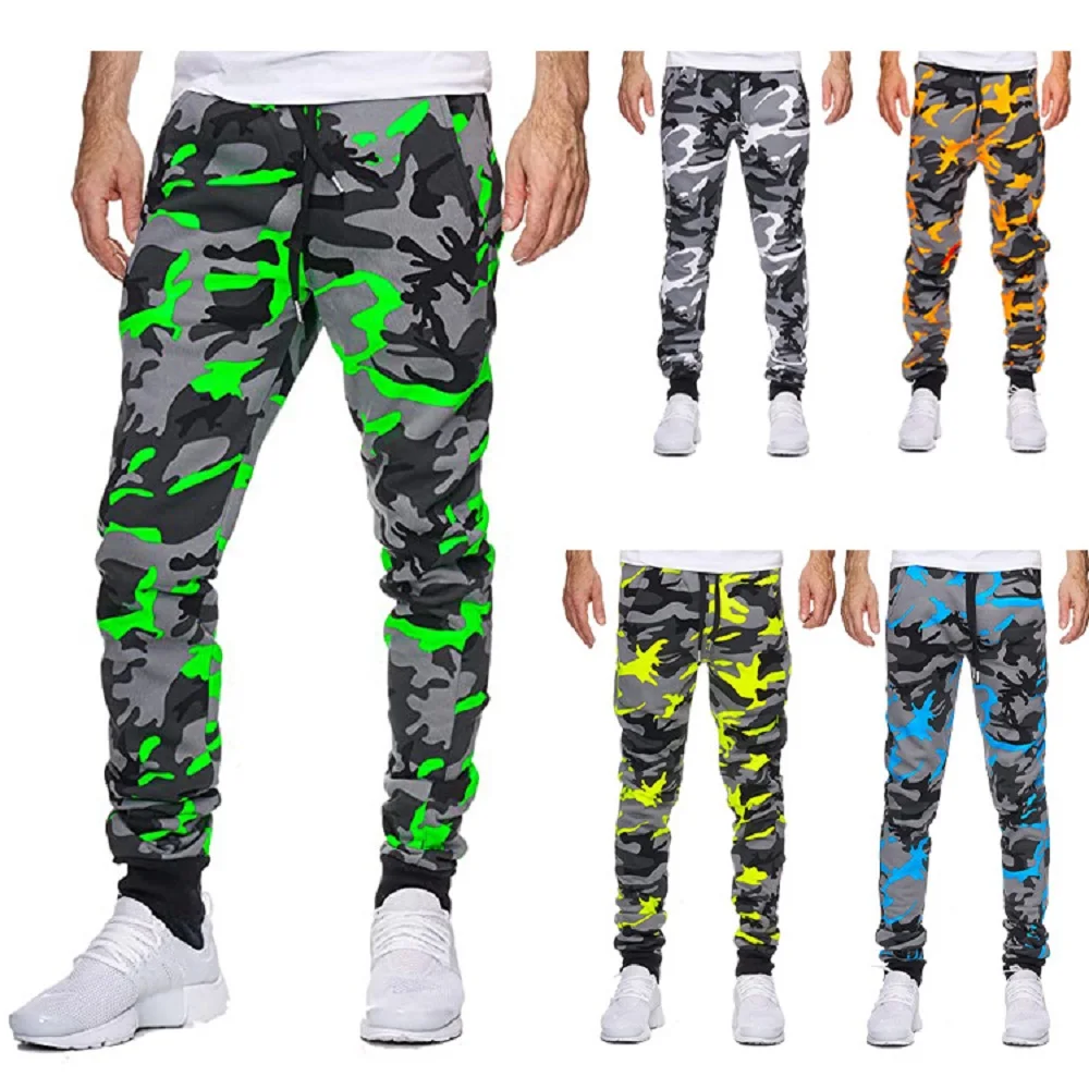 

Pantalon termico homeAutumn And Winter New Men's Casual Camouflage Waist Drawstring Large Size Solid Color Sports Jogging Pants