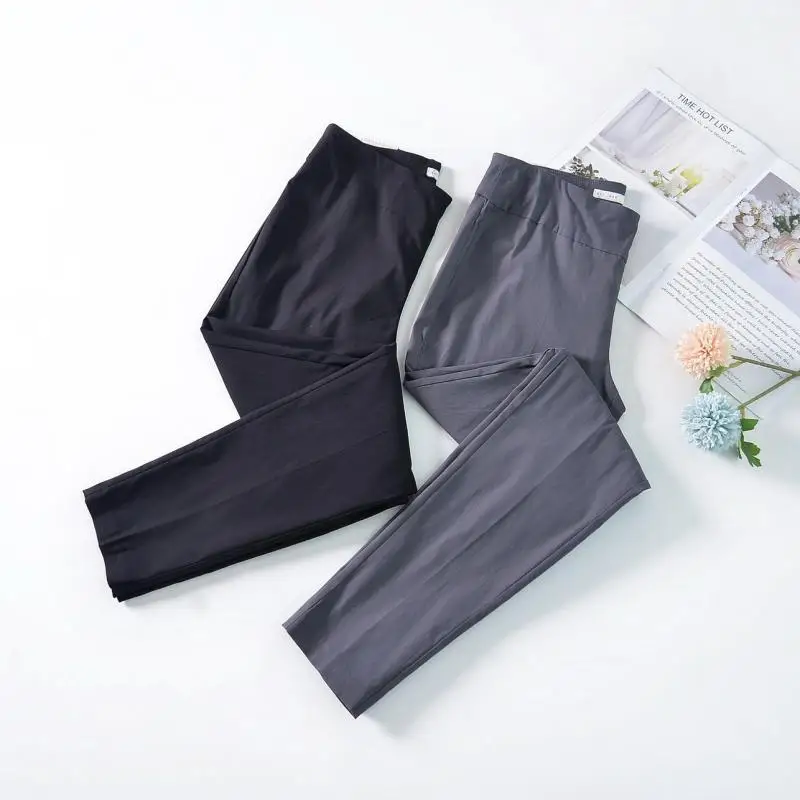 กางเกงลำลองผ้าไหมน้ำแข็งบางเบาสำหรับฤดูใบไม้ผลิและฤดูร้อน  ใส่เป็นชั้นในหรือชั้นนอกได้ เหมาะสำหรับออกกำลังกาย  ไซส์พลัสสำหรับผู้หญิง