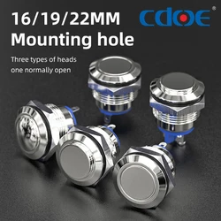 16/19/22mm Momentary Push Button Screw Type Terminals Stainless Steel Metal Waterproof Button 16mm 5A 12V/24V/125V/250VAC IP65