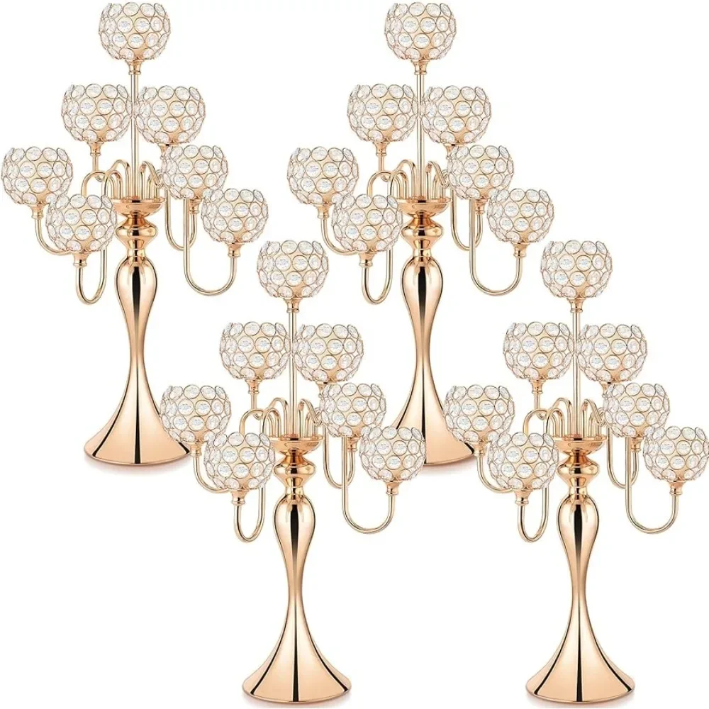 

4 Pcs 27.6'' 7 Arm Crystal Candelabra Candle Holder Candlestick Formal Party Decorations Freight Free Candlesticks for Candles