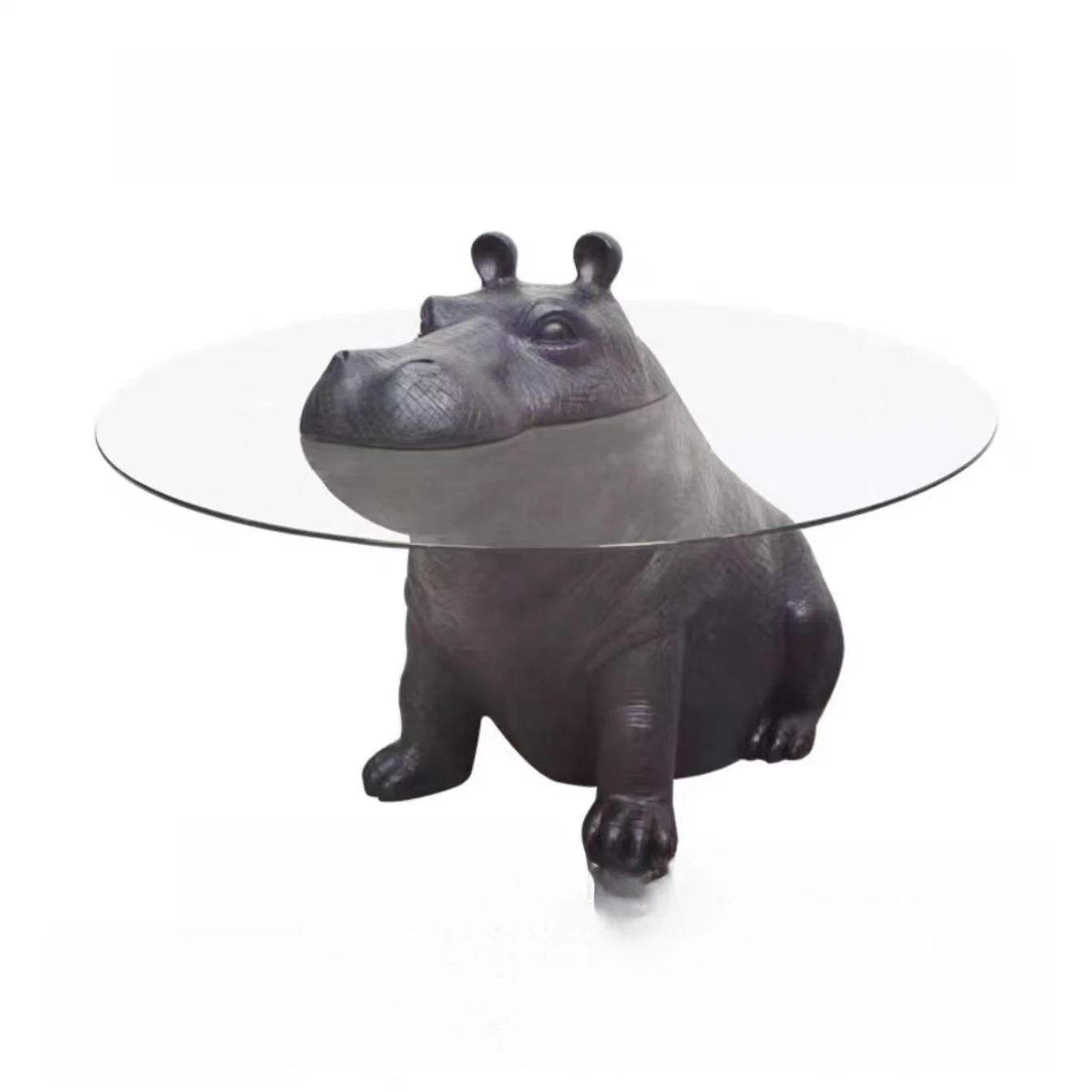 

Creative designer, hippo coffee table, tempered glass, round, personalized Italian style, high-end minimalist, animal shape