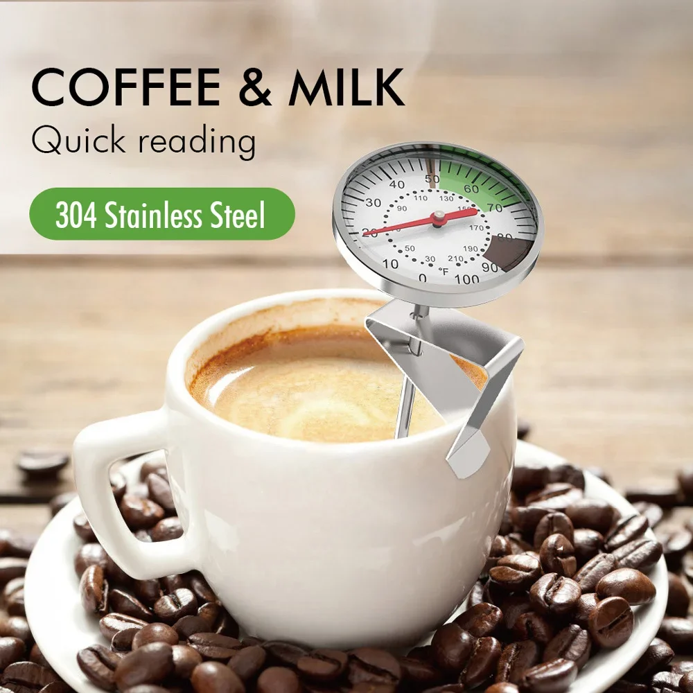 Kitchen Stainless Steel Milk Coffee Thermometer 5-Inch Dial Probe Thermometer 0-100 °C Kitchen Food Temperature Tester