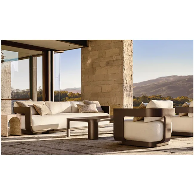 

Luxury Garden Furniture Customized Seaters Comfortable Cushions Outdoor Sofa Set Aluminum