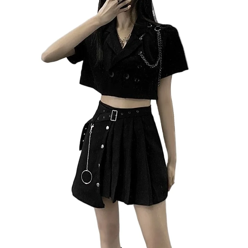 

Suit Skirt Fried Street Design Sense Niche Short Suit Top Trendy Street Pleated Trouser Skirt Simple Commuting Europe ，America