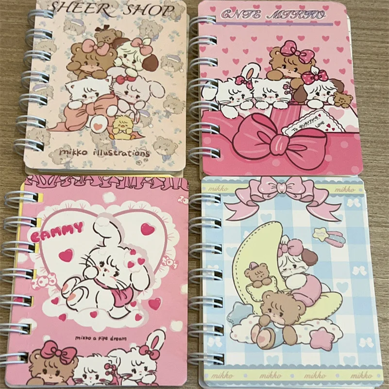 Imagem -02 - Sanrio Portátil Bobina Conta Livro Notepad de Bolso Mikko Kawaii Notebook Desenhos Animados Papelaria Estudante Presentes por Atacado a7 Pcs