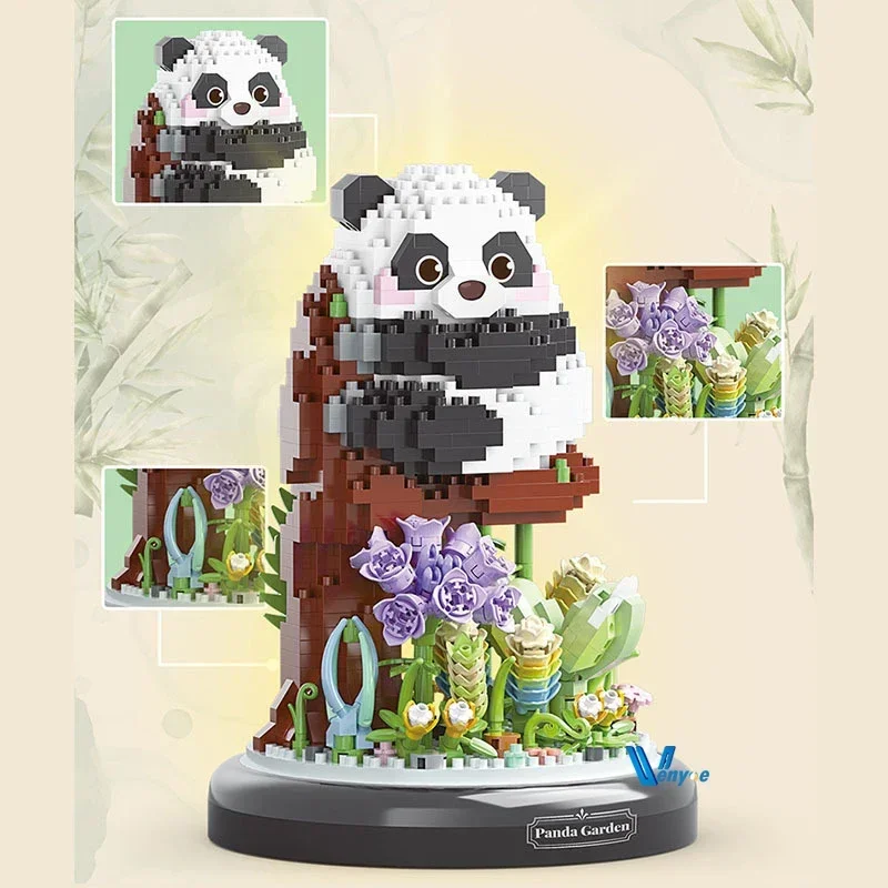 Panda Diamant Bausteine Blume Eule Tier Zusammengebaut Vogel 3D Modell Kunststoff Puzzle Ziegel Spielzeug Für Geschenke Mit Display