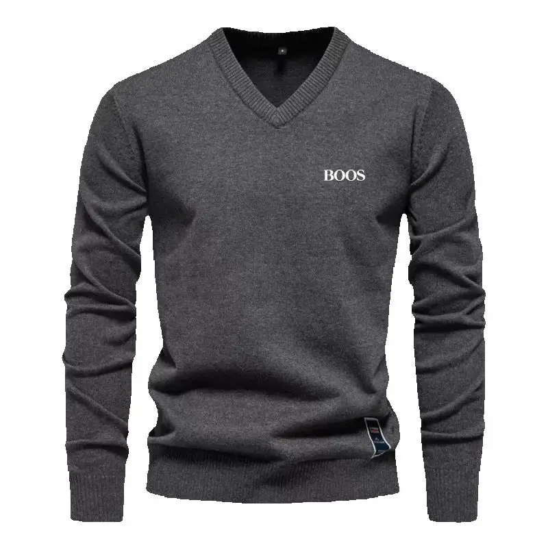 Autumn and Winter Men's High Quality V-neck Knitted Sweater New Fashionable, Casual, Warm and Versatile T-shirt Top