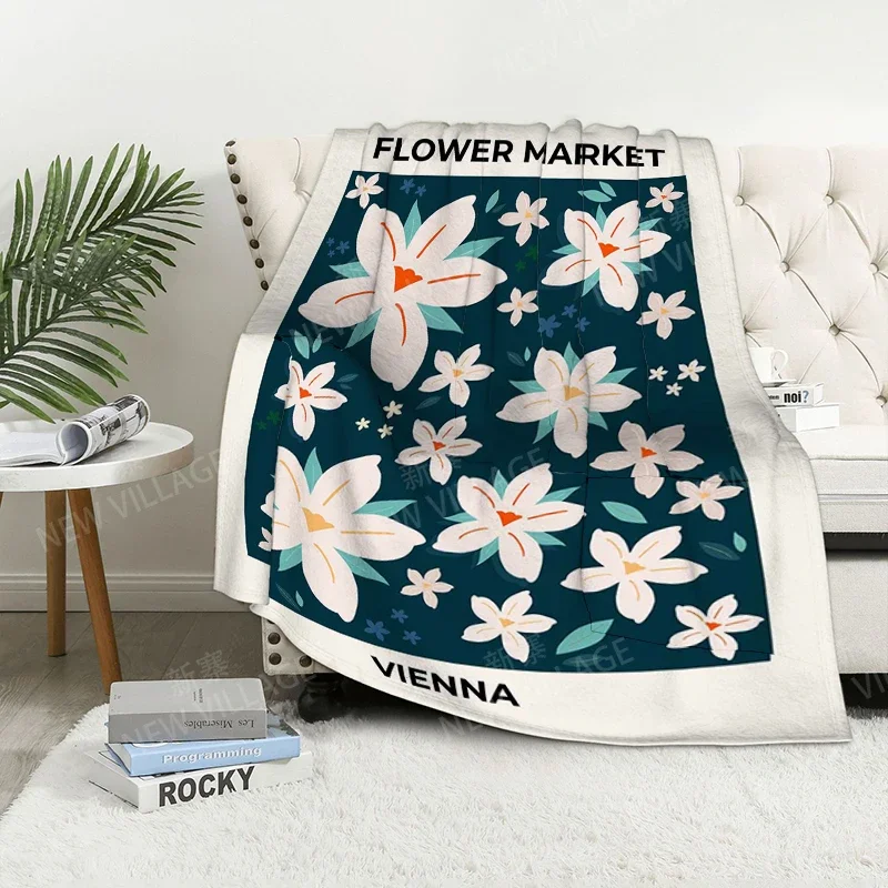 Home decoration plush Sofa blanket Morandi lines and flowers Bedspread on the bed fluffy soft blankets thick blanket for winte