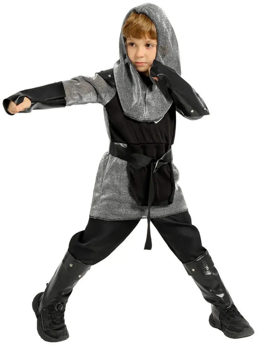 Mittelalterliches Halloween-Kostüm für Kinder, Ritter, Rollenspiel, Cosplay, Festival, Performance-Outfit, Polyester-T-Shirt aus Acetatfaser