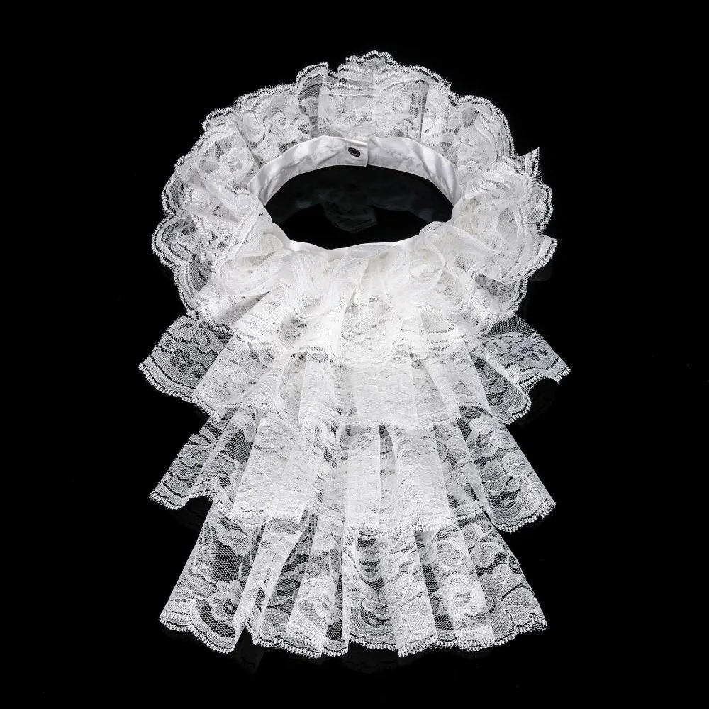 

Elegant Lace Jabot Collar Detachable Victorian Fake Collar Hollow Design Solid Color Ralph Collar