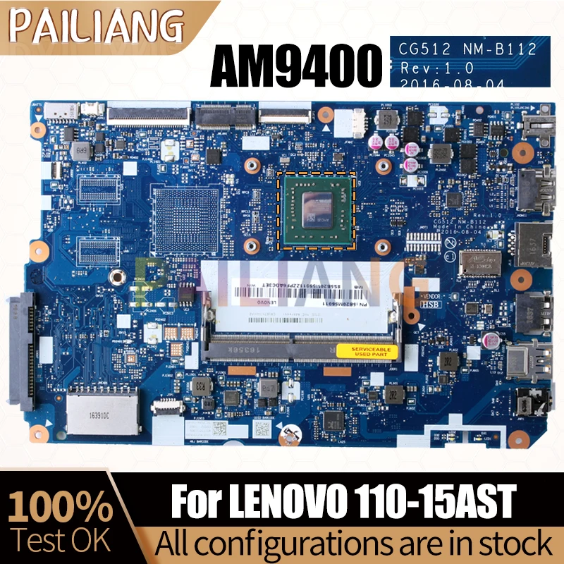 For LENOVO 110-15AST Notebook Mainboard NM-B112 AM9400 5B20M56011 Laptop Motherboard Full Tested