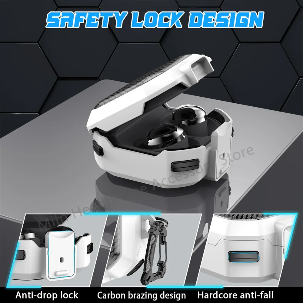 حافظة مفاتيح من ألياف الكربون لهاتف سامسونج جالاكسي Buds FE/Pro/Buds2 Pro/Live ﻿ حافظة لسماعات الأذن 3 Pro Buzz 3 Pro مع قلم تنظيف