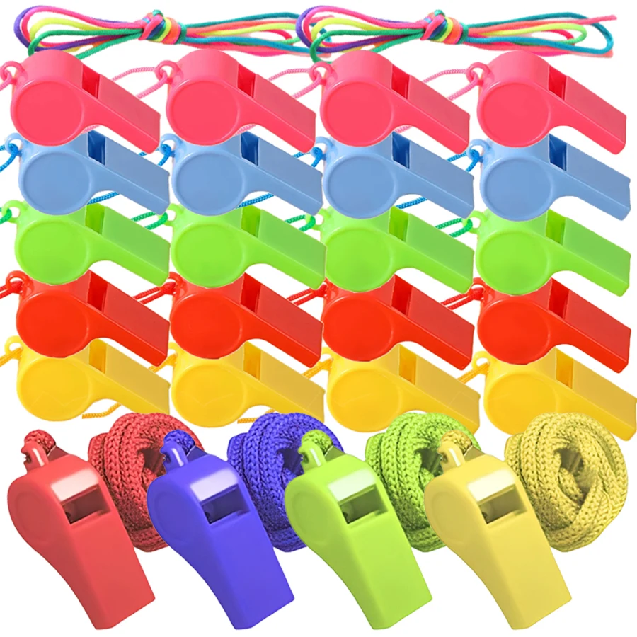 

25 шт., 5,2 см свисток с веревкой, атмосфера вечеринки, создание звучащего реквизита, свисток для болельщиков стадиона, уличный аварийный свисток