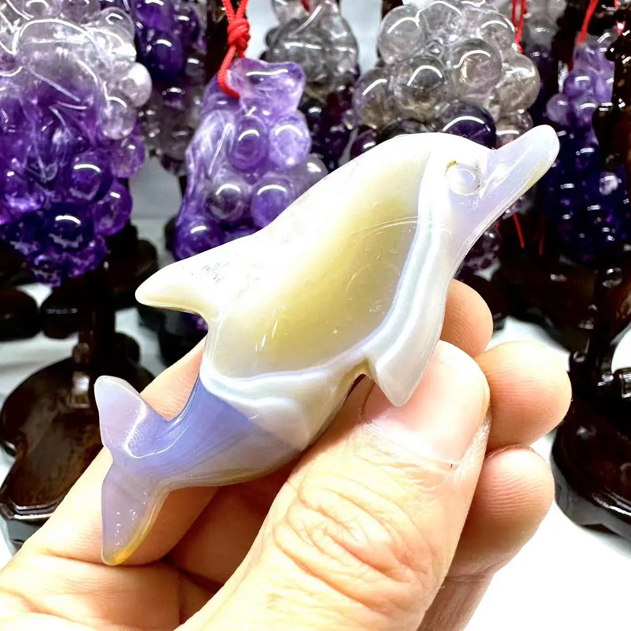 

Natural Agate Dolphin Carving Toy, Made of Stone, Ore Original Stone, Healing Energy Gem, Home Decoration Crafts