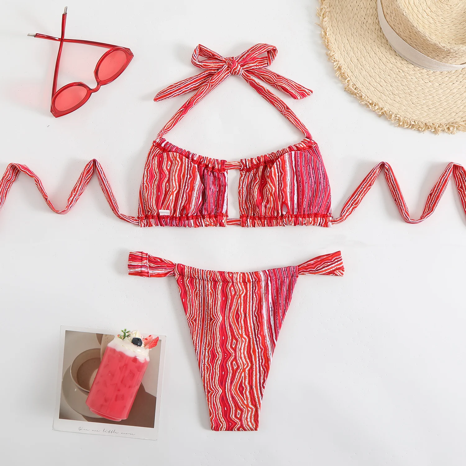 بيكيني مثير ملابس السباحة النسائية 2025 ملابس السباحة الصغيرة عالية قطع العصابة البيكينيات مجموعات قطعتين ثوب السباحة ملابس الشاطئ