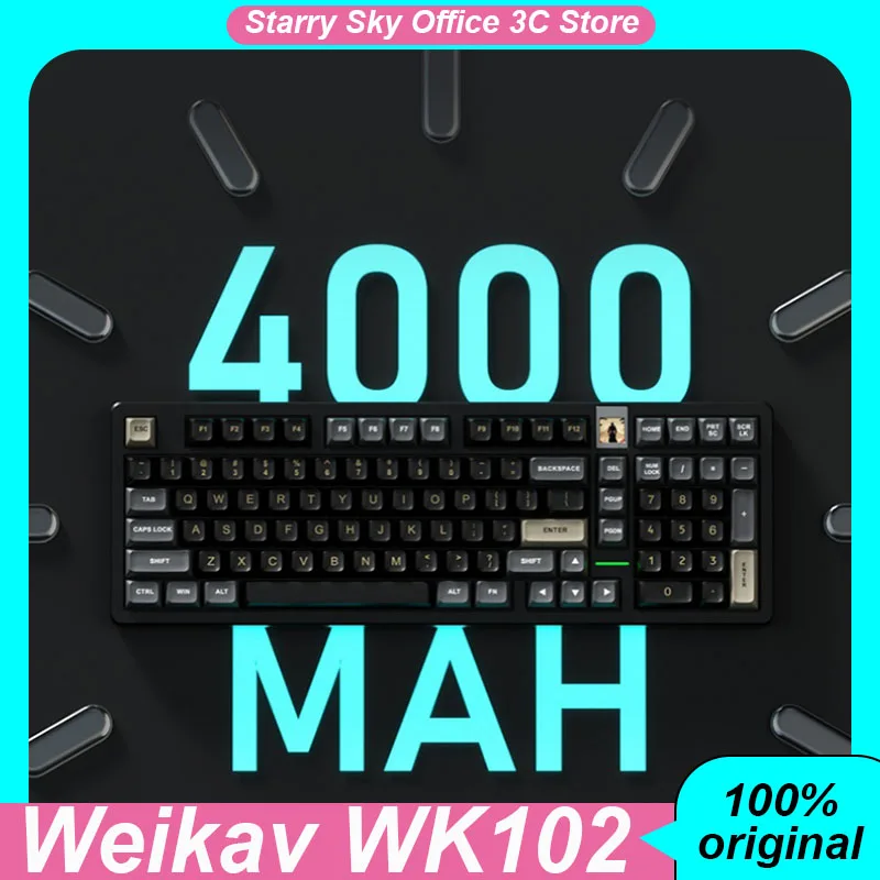 

Weikav WK102 Mechanical Keyboard Wireless Tir-mode TFT Screen Gasket Hot Swap 100Keys 4000mAh PC Esports Laptop Gaming Keyboards