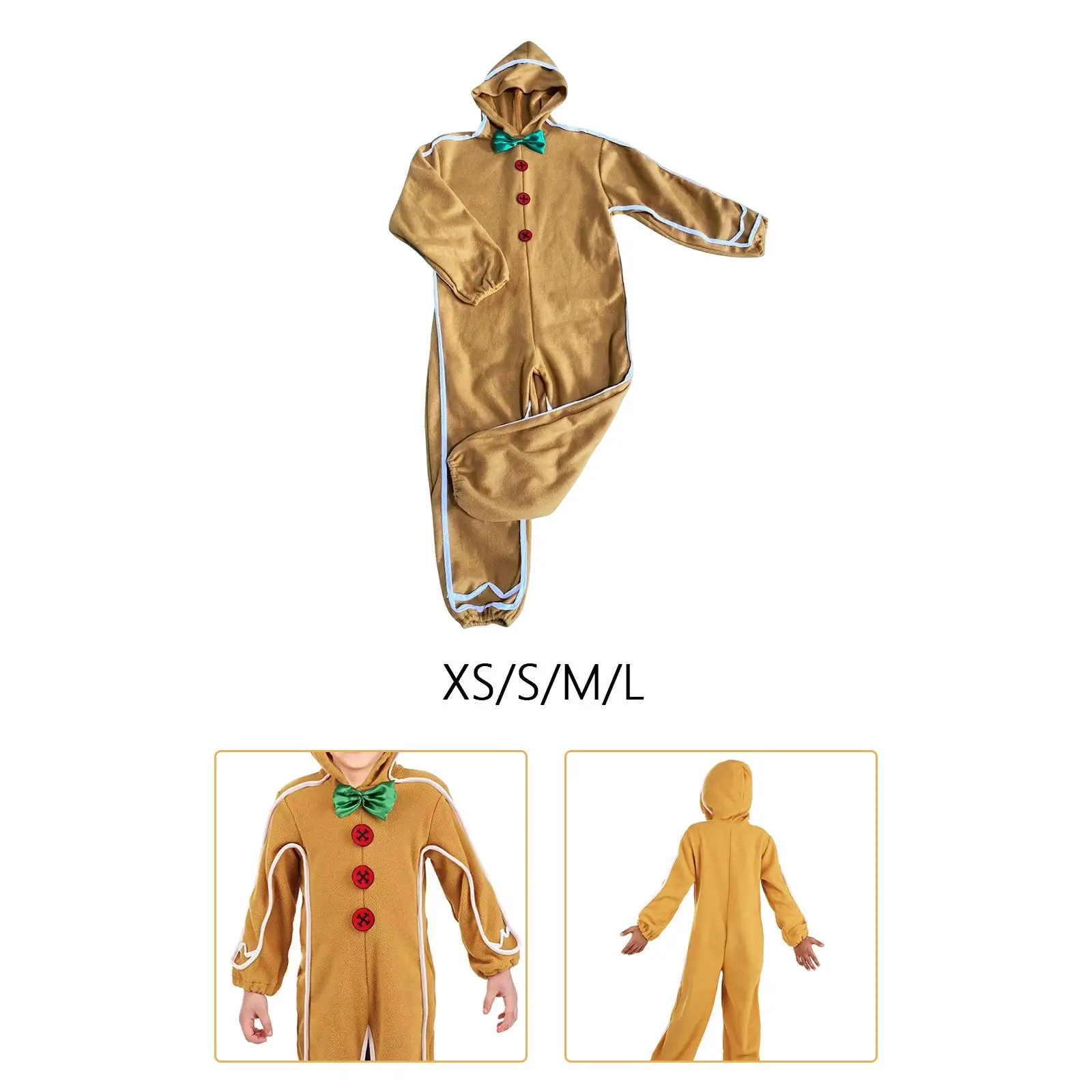 Traje de Navidad para hombre de pan de jengibre, ropa para mascarada, juego de simulación