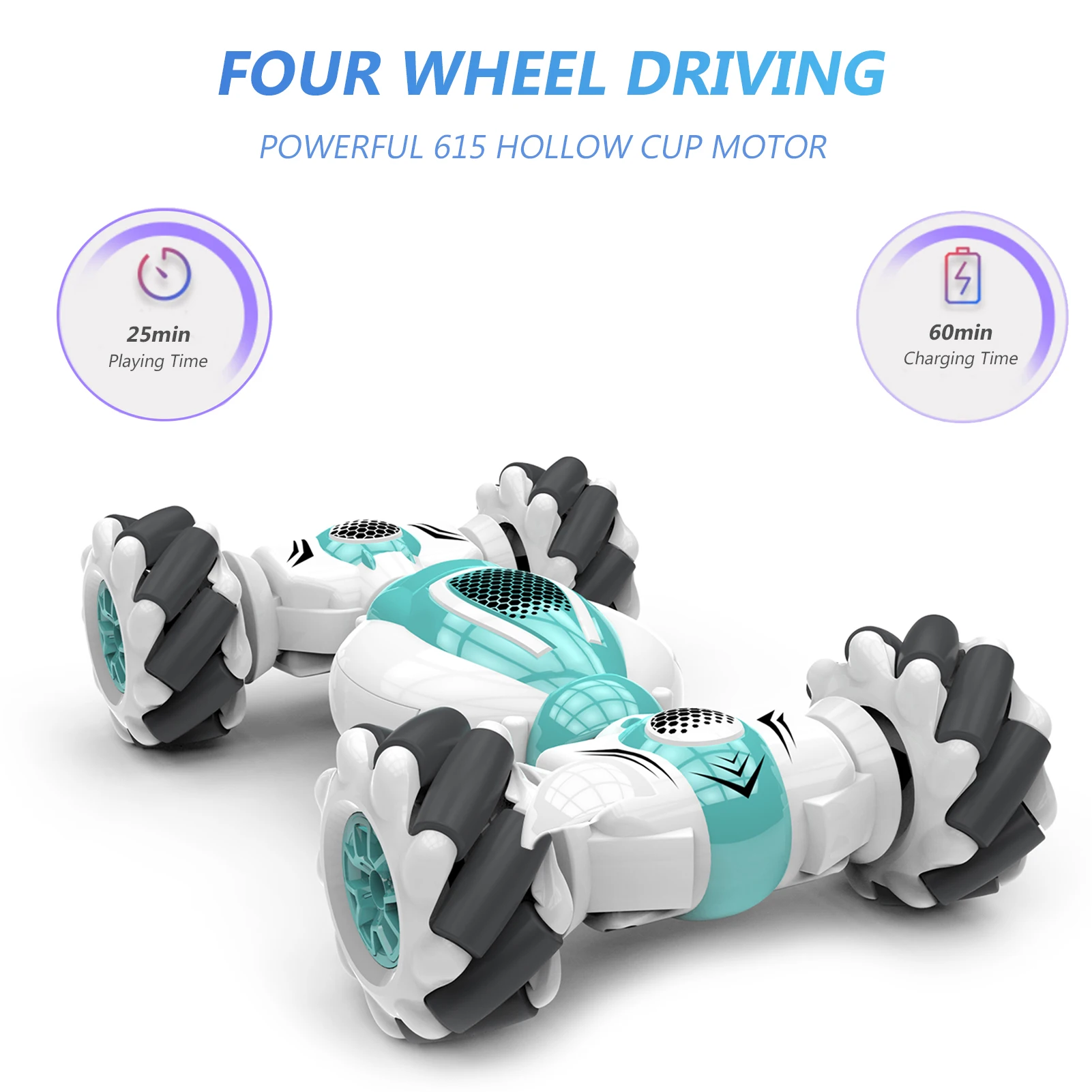 4WD RC Stunt Car Remote Control Watch Gesture Sensor Deformable Toy Cars All Terrain Speed 2.4GHz 360°Rotation Off-road Vehicle