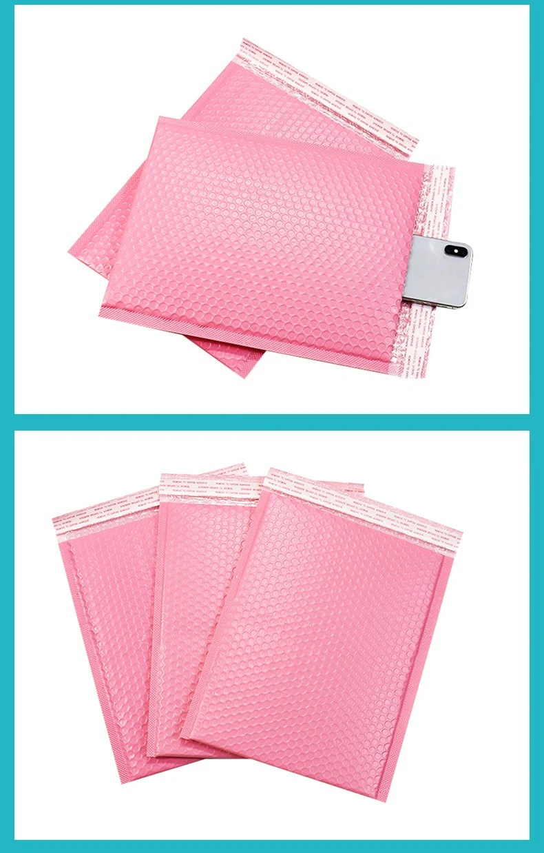 20 ชิ้นสีชมพู Poly Bubble Mailers เบาะซอง Self Seal เบาะซองของขวัญสีดําบรรจุภัณฑ์ซองจดหมายกระเป๋าสําหรับหนังสือ