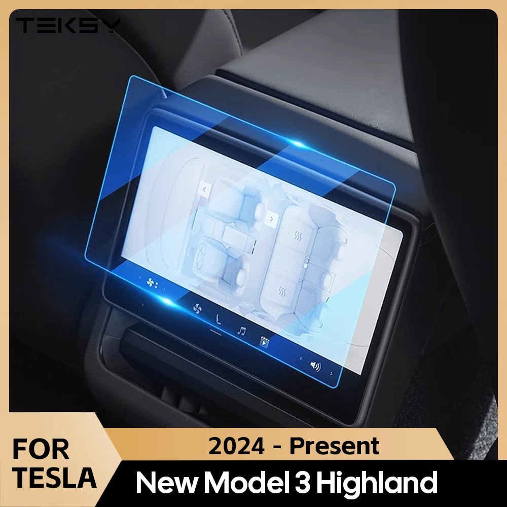 Tempered Glass Film Protector for New Tesla Model 3 Highland 2024 Rear Row Center Control Touch Screen Protective Film