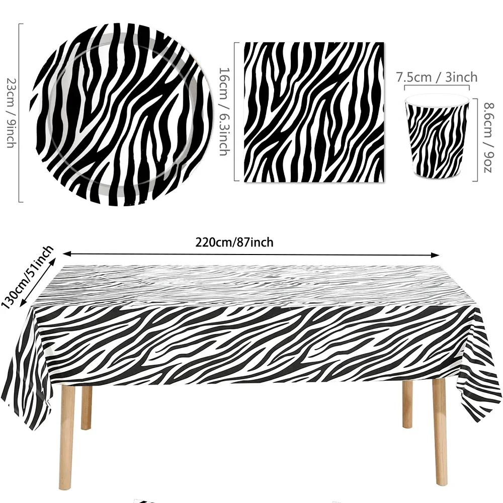 Zebra Party Napkin Print Tablecloth Disposable Tableware Land Animal Zebra Balloons Kids Jungle Safari Birthday Party Decoration