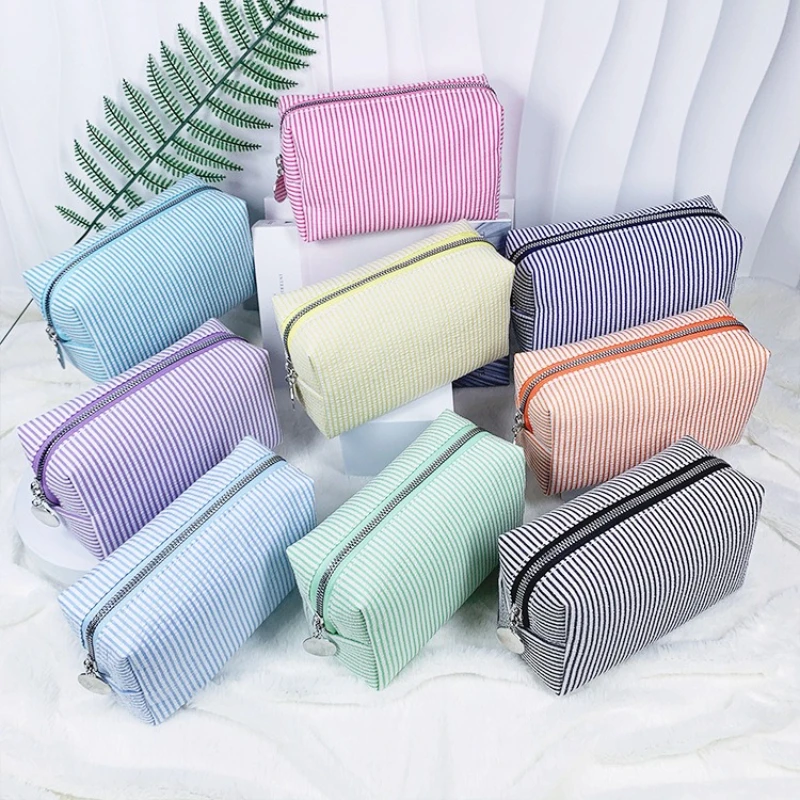 

Модные женские косметички розового/черного/синего цвета в полоску, косметички для хранения для женщин, женская дорожная сумка на молнии, косметичка