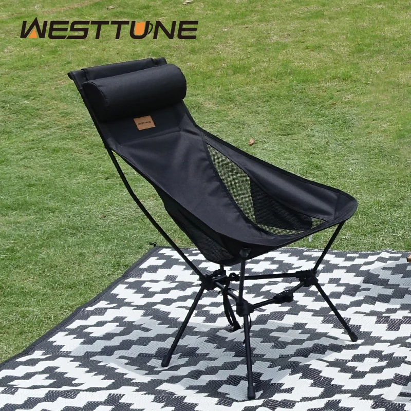 WESTTUNE Outdoor Folding Chairs with Headrest and Storage Bag Lightweight Chair for Outside Camping Hiking Travel Beach Sports