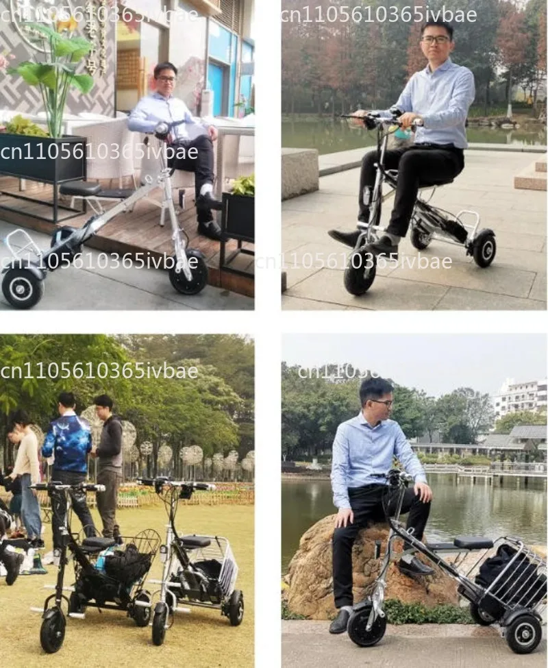 Folding Electric Ultralight Portable 3 Wheel Bicycle Lithium Battery Skateboard Design