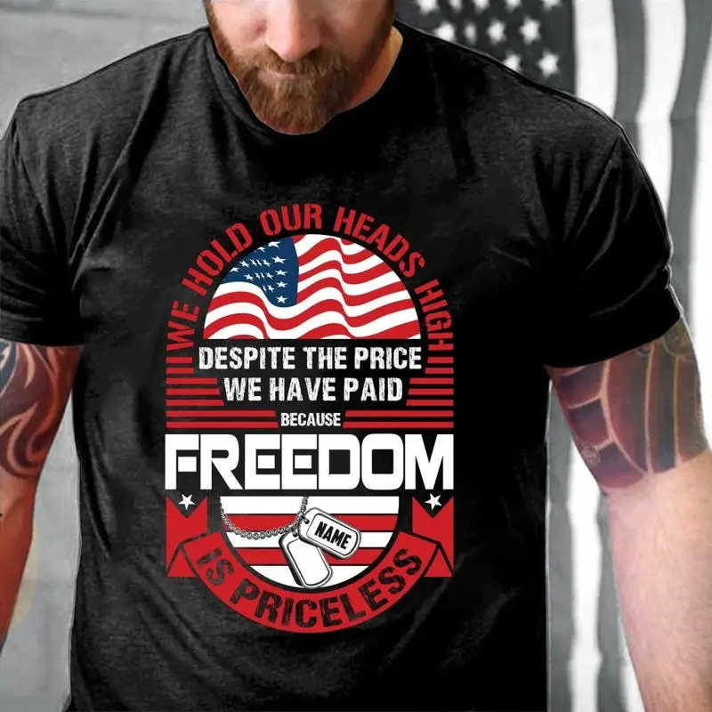 

Футболка ветерана на заказ Мы удерживаем нашу голову. Высокая свобода — это без ценности.