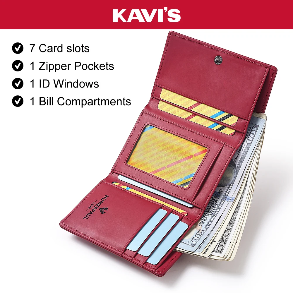 Women's Slim Trifold Wallet RFID Blocking Genuine Leather Money Bag with Multiple Card Slots Minimalist Design Front Pocket