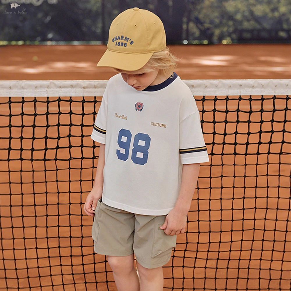 

Летний костюм Dave Bella для мальчиков: футболка с коротким рукавом и шорты, комплект из двух предметов, повседневный комплект одежды DK2261791