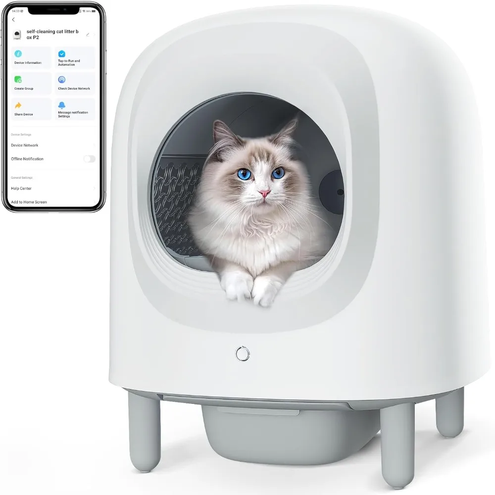 

Self Cleaning Cats Litter Box for Multi Cats with Safety Protection/Anti-Pinch/APP Control, Large Robot Automatic Cat Litter Box