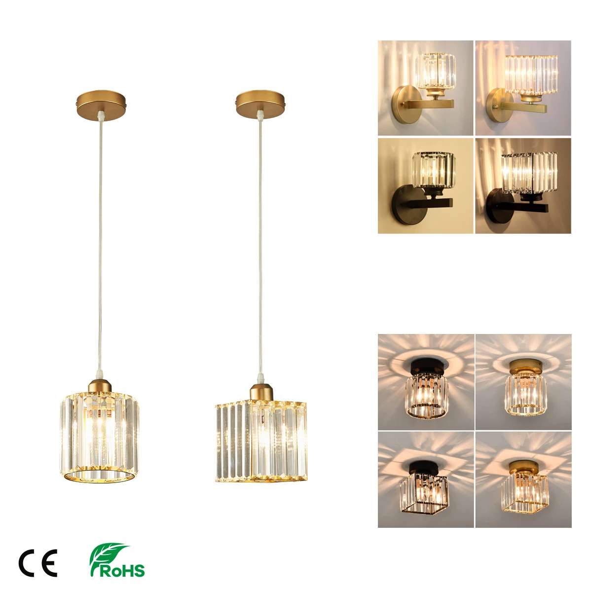 3 styles K9 Crystal Pendant Lights Led wall Lamp Living Dining Room Nordic Chandeliers Aisle Decor Balcony Corridor Fixture
