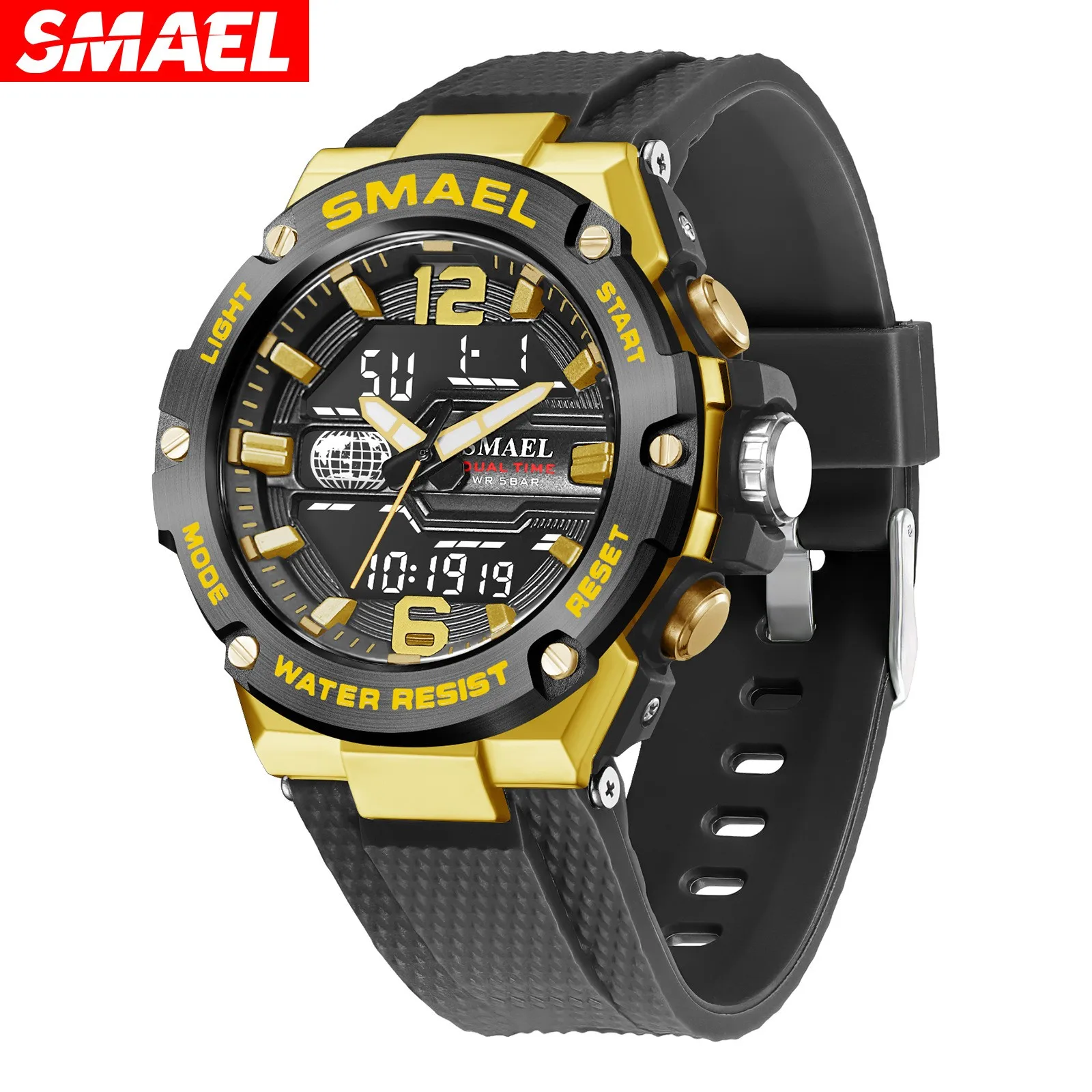 Fashion Smael Top Brand 8033 Alloy Double Display Men's Military Sports Leisure Waterproof Luminous Electronic Quartz Watches