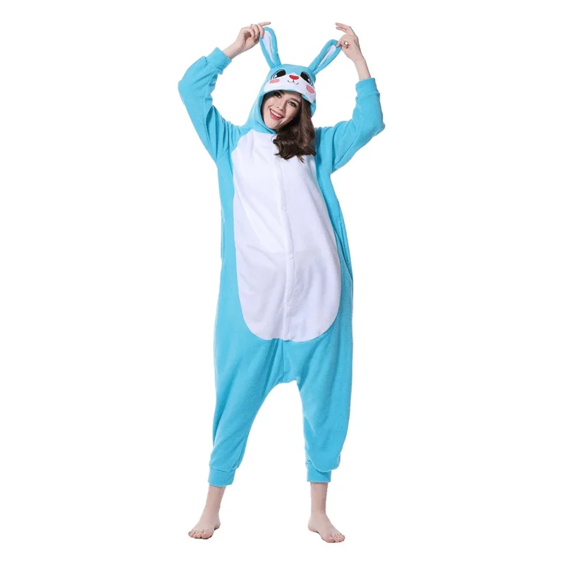 بيجامة حفلات جميلة للجنسين ملابس نوم دافئة للبالغين أزياء تنكرية على شكل أرنب Kigurumi ملابس منزلية