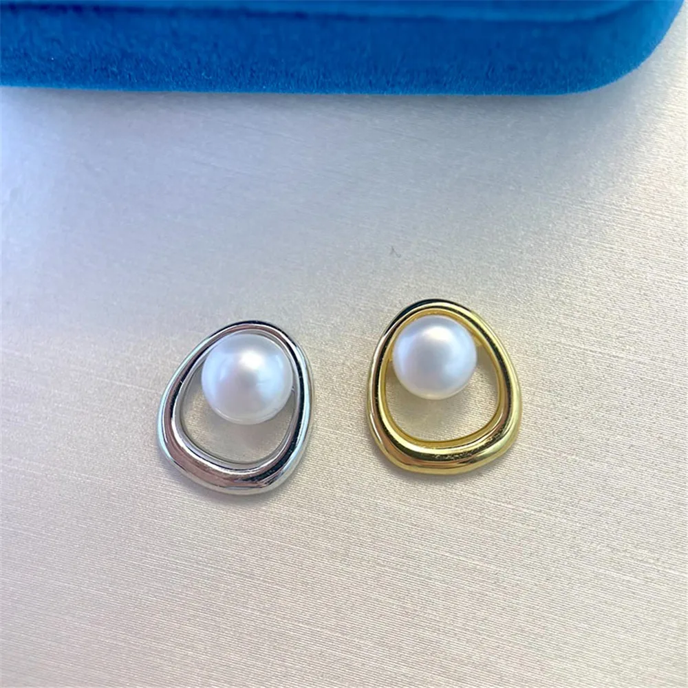 S925 Sterling Silver Pearl Pendant Setting, DIY Empty Bezel Cup Jewelry Supplies for Craft Making, Hollow Prong Pendant Findings