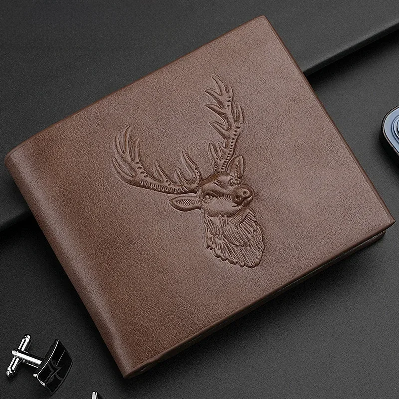 Cartera de moda personalizada para hombre, billetera con relieve 3D de tres pliegues, tarjetero multitarjeta, monedero corto con cremallera